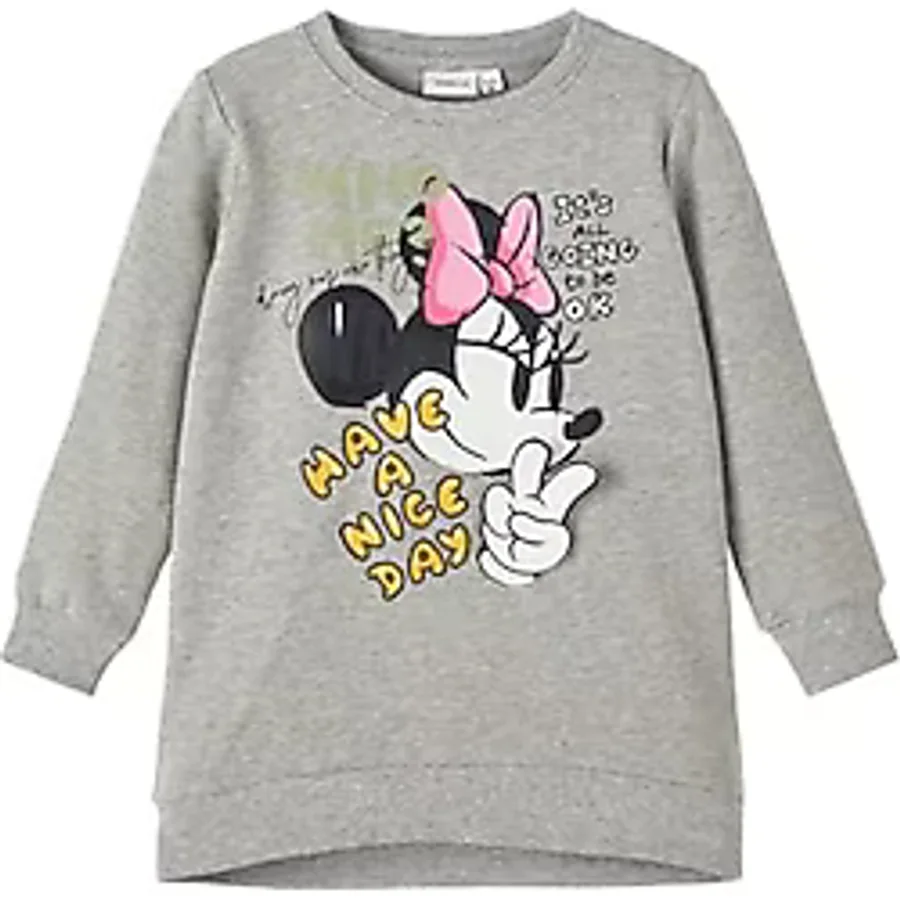 NAME IT Kız Çocuk Gri Melanj Elbise 1,5-2 Yaş NMFSIMINA MINNIE SWE TUNIC BRU WDI