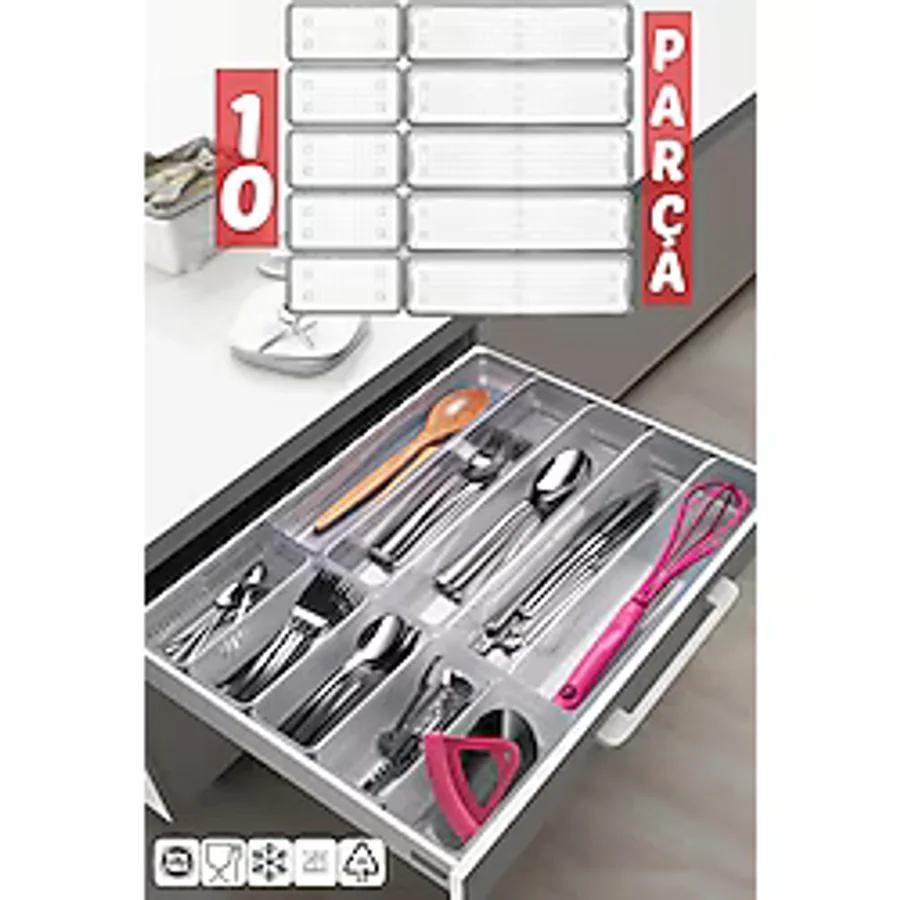 Nandy Home 10 Parça Çekmece İçi Kaşıklık, Düzenleyici, Organizer