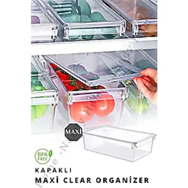 Nandy Home Kapaklı Maxi Tall Clear Buzdolabı & Dolap Içi Düzenleyici Organizer