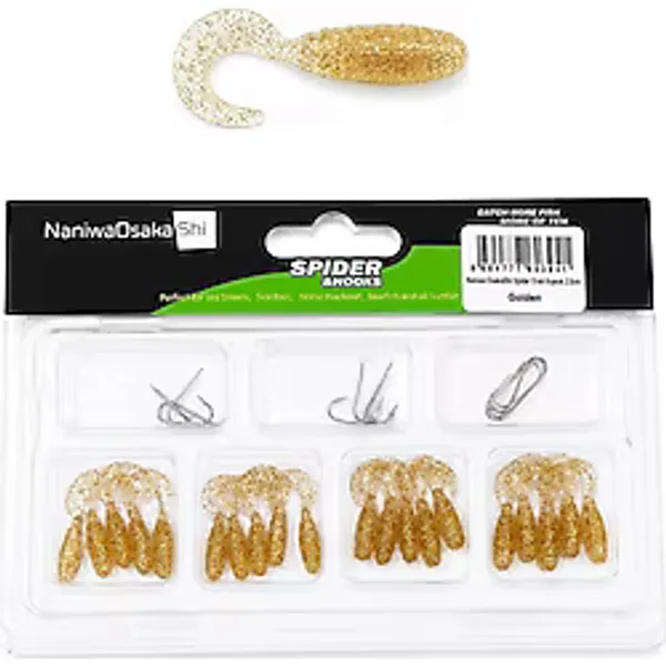 Naniwaosakashi Spider 2.5cm Orak Kuyruk 20 Silikon + 10 Iğne Lrf Yem Seti Golden