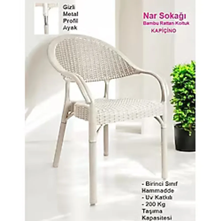 nar sokağı Bambu Rattan Kollu Sandalye Koltuk