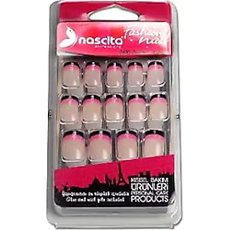 Nascita 24'Lü Şeffaf -Simli Pembe-Siyah French Takma Tırnak