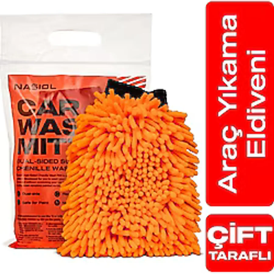 Nasiol Çift Taraflı Mikrofiber Süper Yumuşak Peluş Araç Yıkama Eldiveni-Çiziksiz ve Detaylı Temizlik