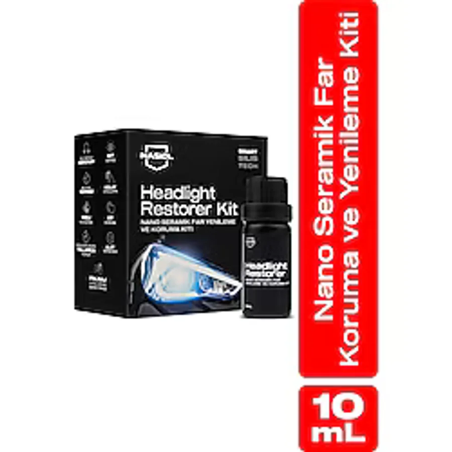 Nasiol Headlight Restorer Nano Seramik Far Yenileme ve Koruma Kiti-3 Yıl Dayanım-10ml-Far Temizleme