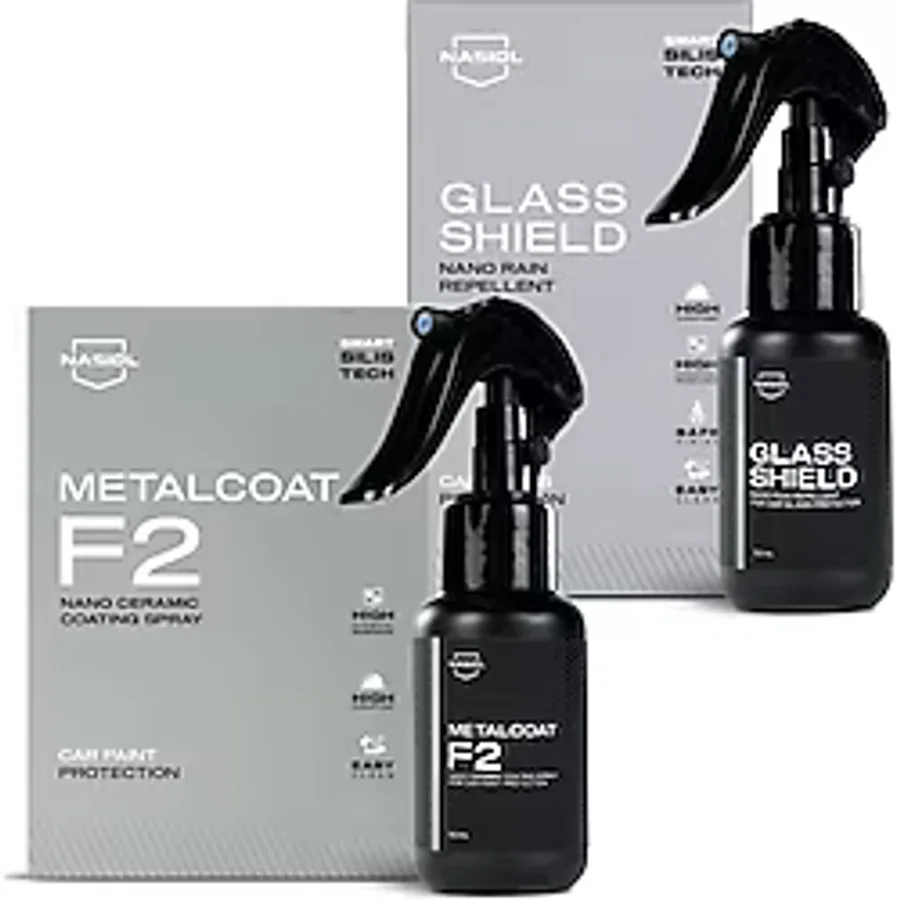 Nasiol-SET 25-Metalcoat F2 Araç Sprey Nano Seramik Kaplama ve Glasshield Nano Yağmur Kaydırıcı Sprey Seti