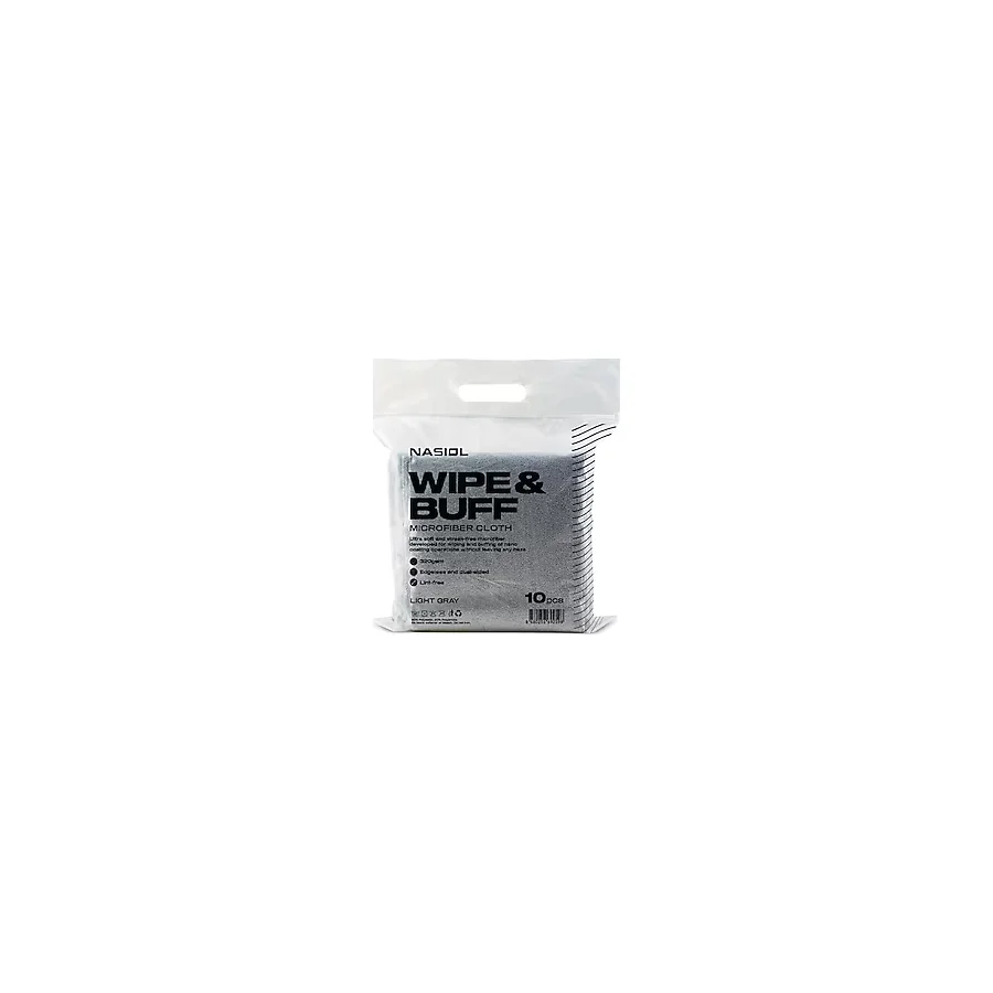 Nasiol Wipe&Buff Mikrofiber Seramik Kaplama Uygulama Bezi 10'lu Paket, Tüy Bırakmaz Detailing Bez, Çift Taraflı Araç İçi Dışı Bakım,Temizleme,Açık Gri