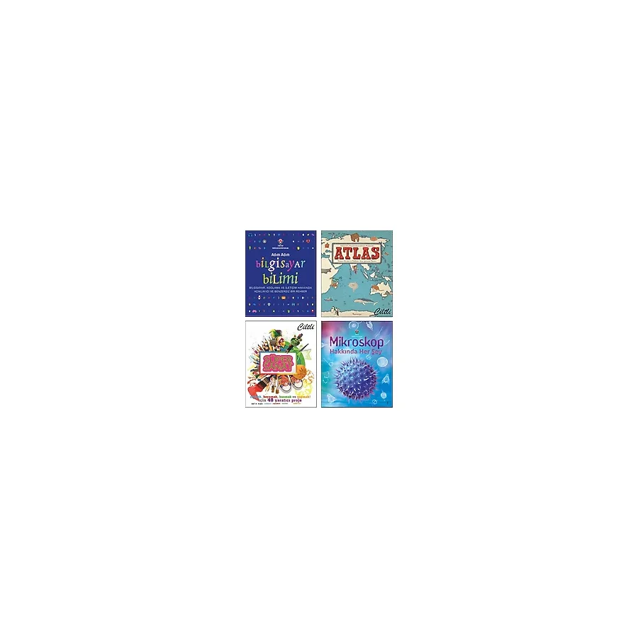 National Geographic Kids Çığır Açan 125 İcat + Çocuk Atlası Kıtalar Denizler + Süper Sanat + Mikroskop Hakkında Her Şey / 4 Kitap Set