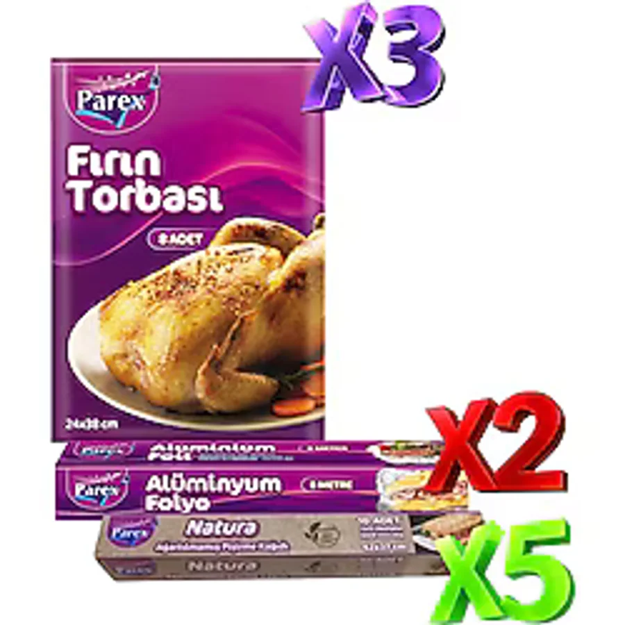 Natura 5'li Pişirme Kağıdı 3'lü Fırın Torbası ve 2'li Alüminyum Folyo Paketi