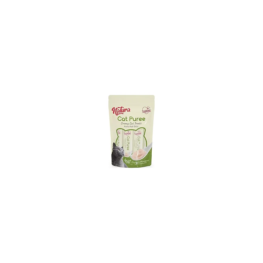 Natura Cat Puree Tavuklu ve Buğday Çimi 5x12 gr Kedi Ödül Maması