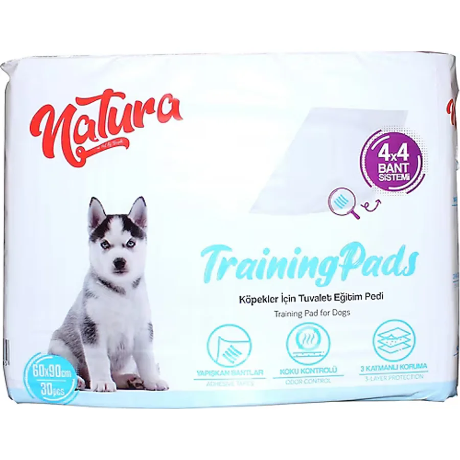 Natura Pet Kaydırmaz Bantlı 60x90 cm 30'lu Köpek Eğitim Çiş Pedi