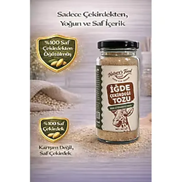 Nature's Food Sadece İğde Çekirdeği Tozu 140 gr Glutensiz - %100 Saf Çekirdekten Öğütülmüş