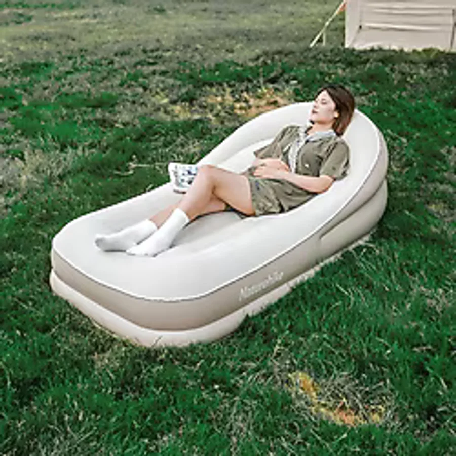 Naturehike Tek Kişilik Şişme Şezlong PVC Malzeme ile 180 x 90 x 60 cm Konforlu Kullanım - Standart - Krem