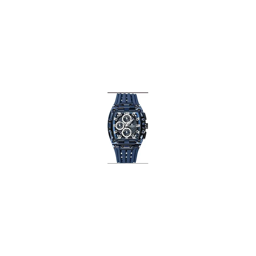 Naviforce Erkek Izle Moda Spor Dikdörtgen Kol Saatleri (Kronograf/su Geçirmez/aydınlık/takvim) Erkekler İçin Silikon Kayış Kuvars Izle - mavi