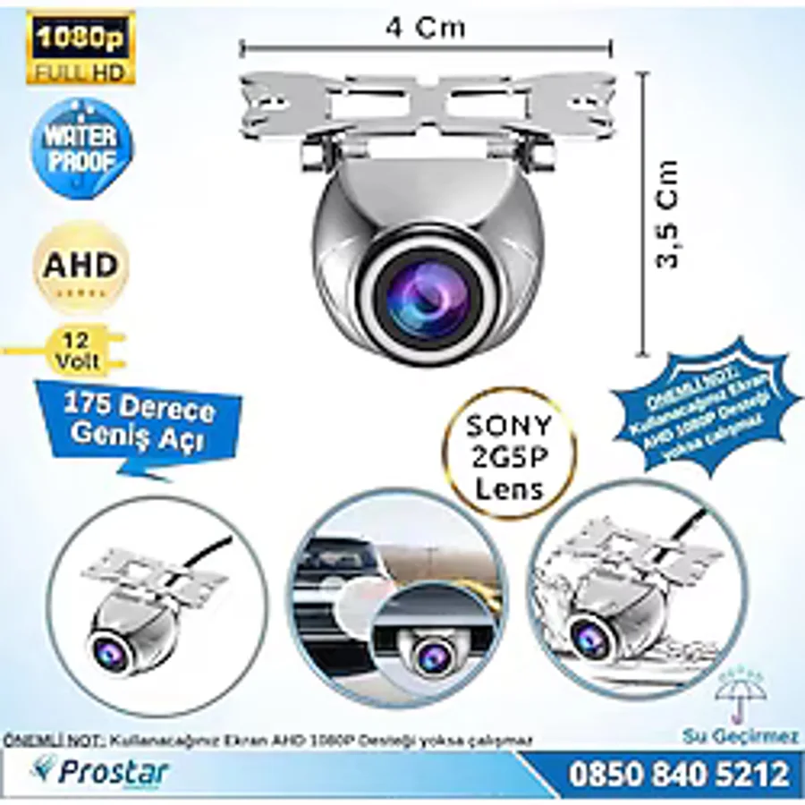 Navistar AHD 1080P Sony 2G5P Balıkgözü 175 Derece Geniş Açılı Araç Geri Görüş Kamerası