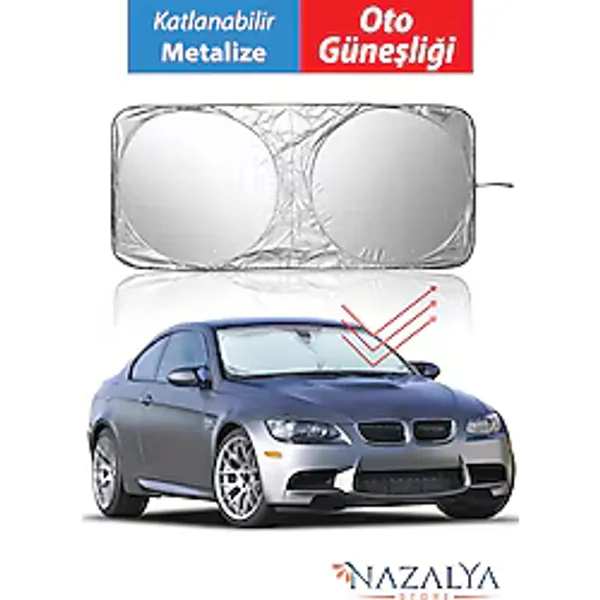 Nazalya Katlanabilir Araba Ön Cam Güneşlik Metalize Isı Yalıtımlı Yazlık Araba Güneşliği - 150x70cm