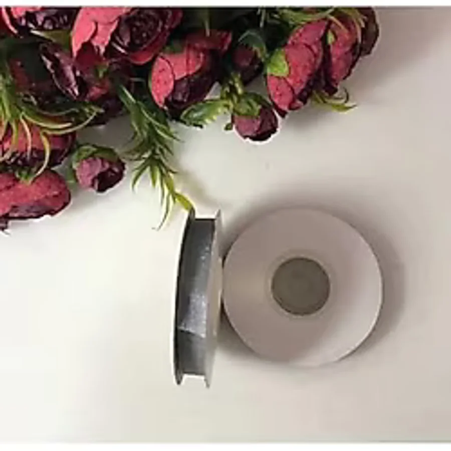 Nazar 1 Cm 25 Metre Gri Organze Kurdele Bebek Magnet Süsleme, Nikah, Doğum Günü, Hobi Süsleri