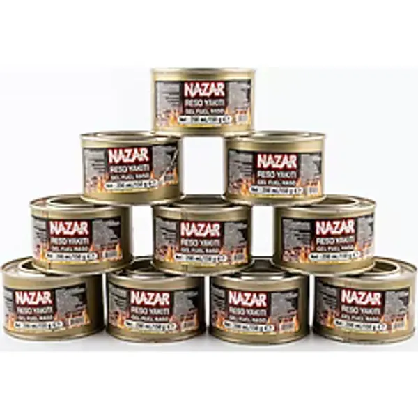 NAZAR 10 Kutu Reşo Yakıtı Jel Yakıt (200 ml / 150 Gr) - Mangal Kamp ve Büfe Tipi Isıtıcı Jel - 10 kutu x 200 mL