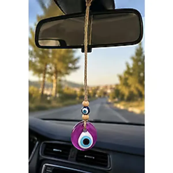 Nazar Boncuğu Dikiz Aynası Süsü Pembe Renkli 4 cm Duvar Süsü El Yapımı Cam Kapı Süsü Araba