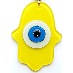 Nazar Boncuklu Sarı Fatma Ana Bereket Eli Cam Duvar Süsü