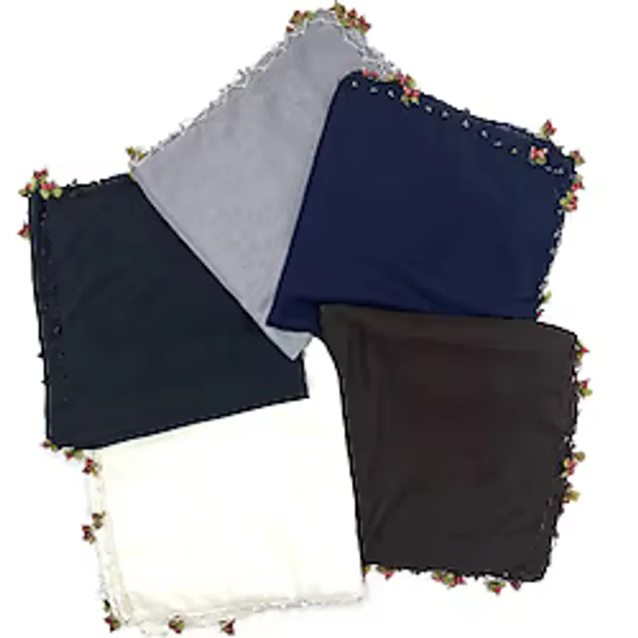 nazipek 5'li Set Pamuklu El Işi Kiraz Oyalı Boncuklu Eşarp Hediyelik Yazma 100x100cm Toptan