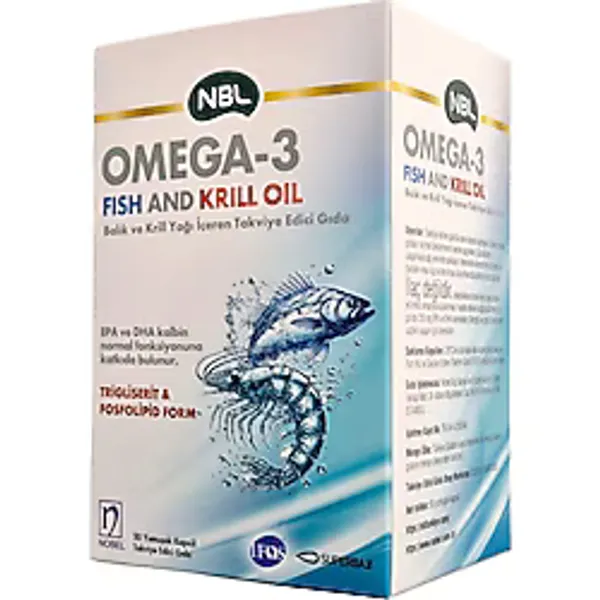 NBL Omega 3 Fish And Krill Oil 50 Kapsül Balık ve Kril Yağı Soft Jel Formda Türkiye Menşeli