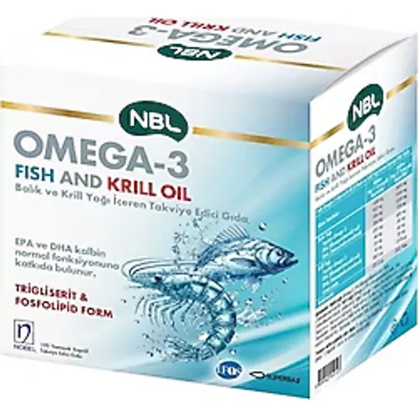 NBL Omega 3 Fish/Krill Oil 100 Kapsül Balık ve Krill Yağı İçeren Takviye Edici Gıda - Aromasız