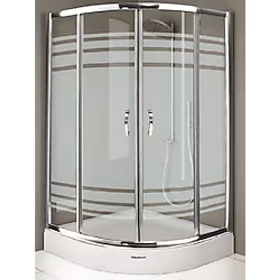 Nbm Duş Aktu -Desaş Duşakabin ve Tekne - 90 x 90 Oval - 5mm Temprli Cam - Parlak Alm. Profil - Çizgili Desen - Fırsat Ürünü - 90 x 90 x 190-OVAL-TEKNELİ