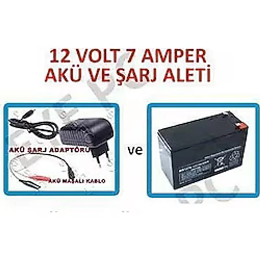 NcpLine 12 Volt 7 Amper Akü Ve Akü Şarj Aleti Pilsan Akülü Oyuncak Araba Uyumlu Akü Şarz Seti Kiti
