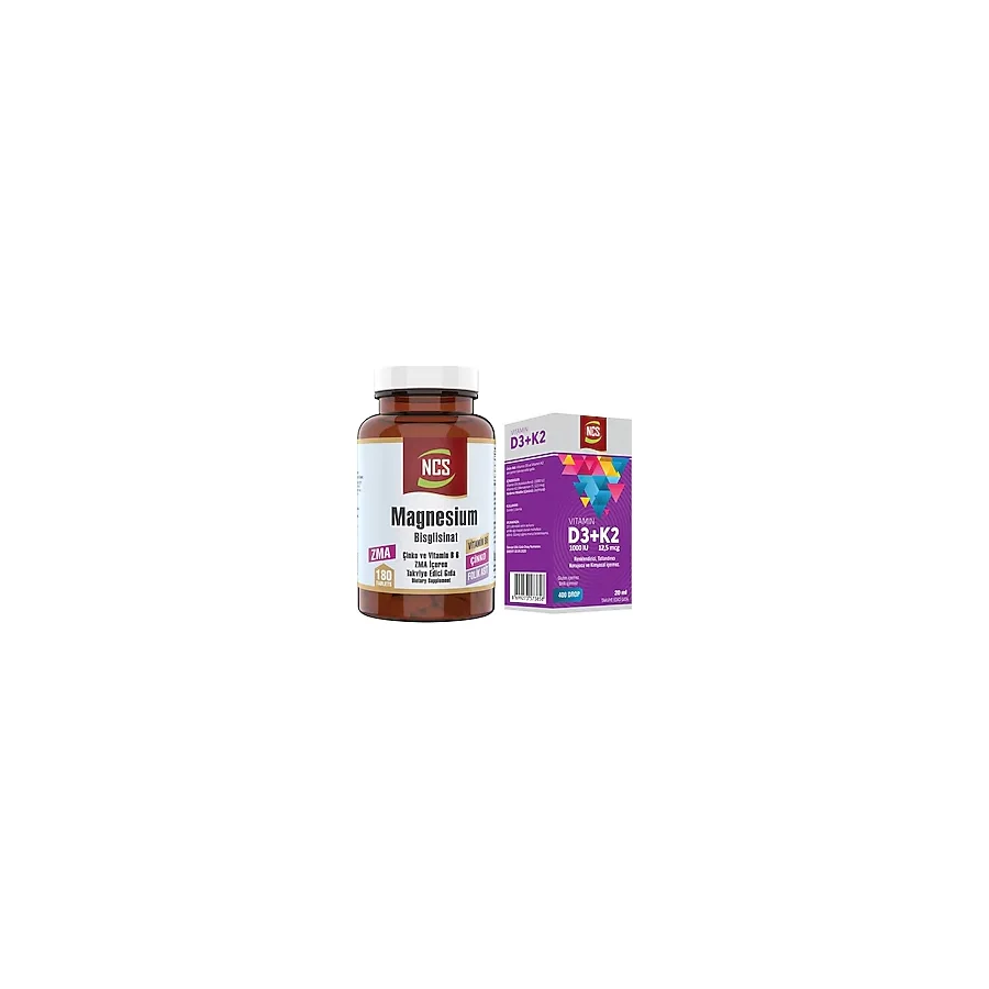 Ncs Magnezyum Zma Magnesium Çinko Vitaminb6 Folic Acid 180 Tablet+Vitamin D3 K2 20 ml