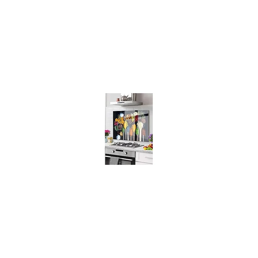 Ne Verelim Size Premium Mutfak Cam Ocak Arkası Koruyucu Tezgah Ankastre Arkası Koruyucu 50X60Cm Baharat Kaşık
