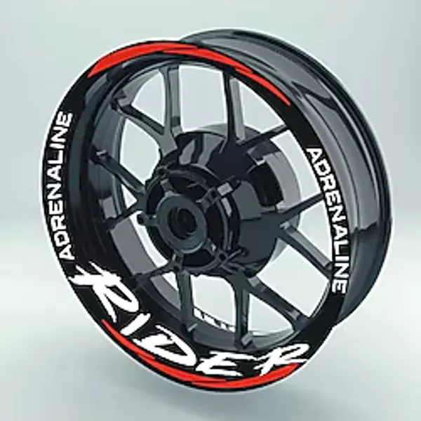 Ne Verelim Size Yeni Özel Motosiklet Jant Şeridi Rider R25 Beyaz Yazı Kırmızı Şerit Sağ-Sol/Ön-Arka