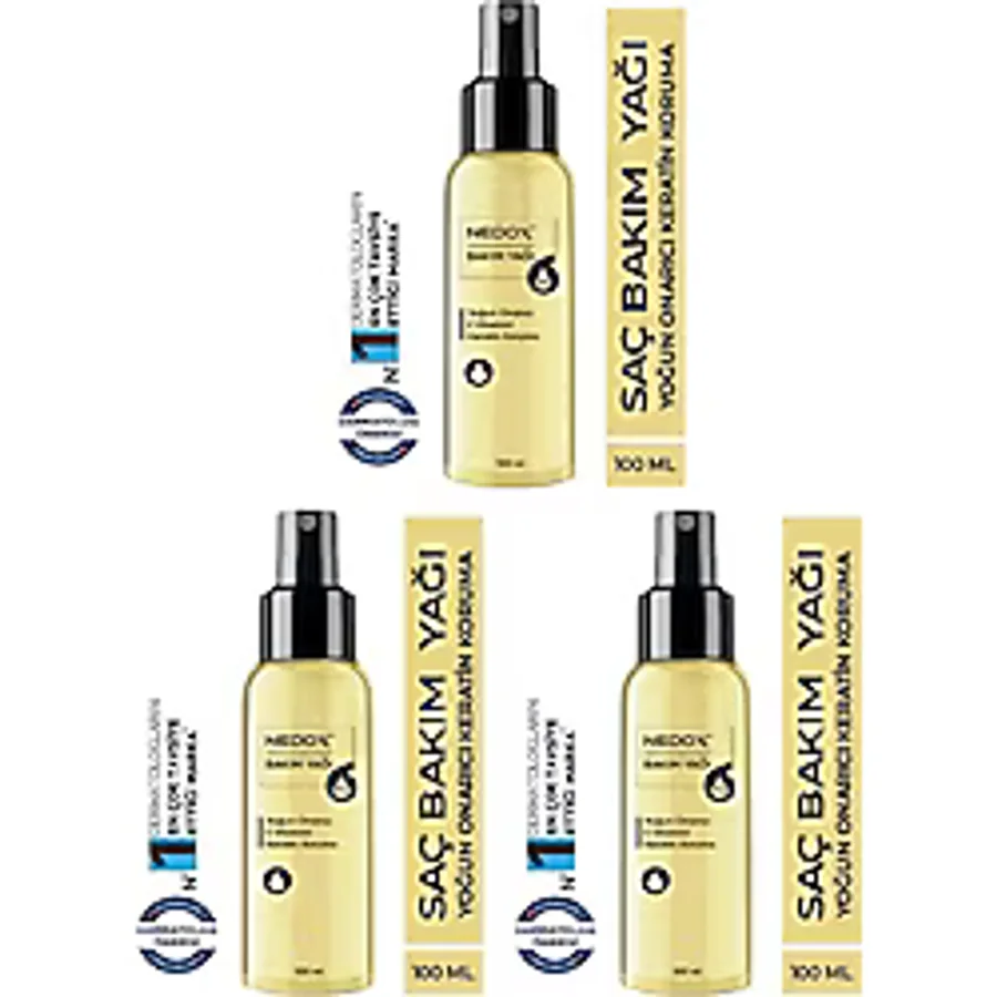 NEDOX 3 Adet Keratin Özlü Onarıcı E Vitaminli Saç Bakım Yağı 100 ml