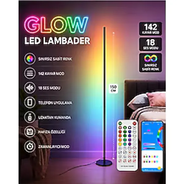 neeko Glow Akllı Lambader Sese Ve Müziğe Duyarlı Telefon Ve Kumanda Oda Aydınlatma Sistemi Pro Model Tekli