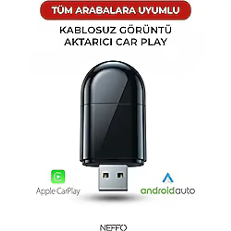 NEFFO 2'si 1 Arada CarPlay & Android Auto Adaptörü Tak Çalıştır Kablosuz Ekran Yansıtma, Otomatik Bağlantı