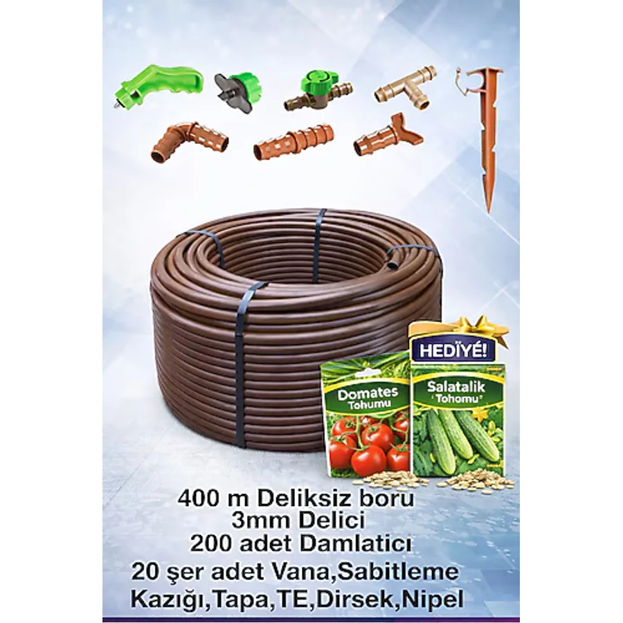 Nehir Grup 400 Metre Deliksiz Düz Damla Sulama Sistemi Ve Ek Parçaları