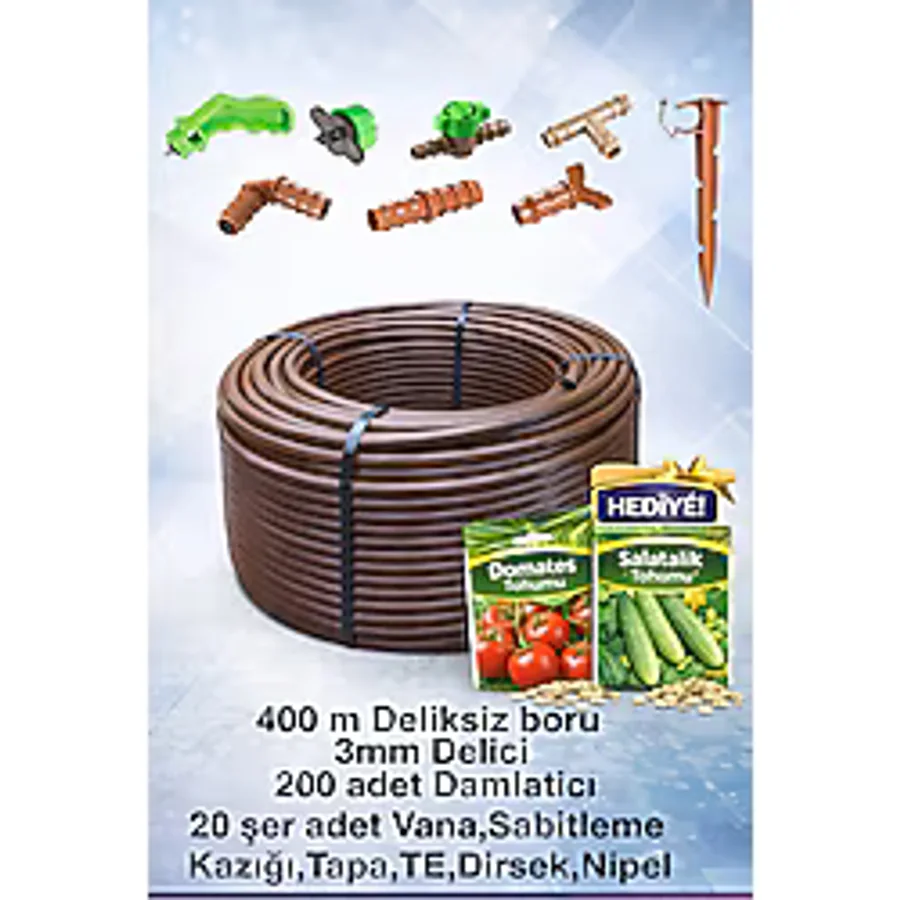 Nehir Grup 400 Metre Deliksiz Düz Damla Sulama Sistemi Ve Ek Parçaları