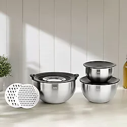 Nehir Silver 9 Parça Rendeli Çelik Karıştırma Kabı