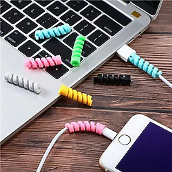 Neler Geldi Neler 8 Adet Apple, Android Şaj Kablosu Koruyucu Silikon Spiral Yay Aparat Şarj Kablo Koruyucu