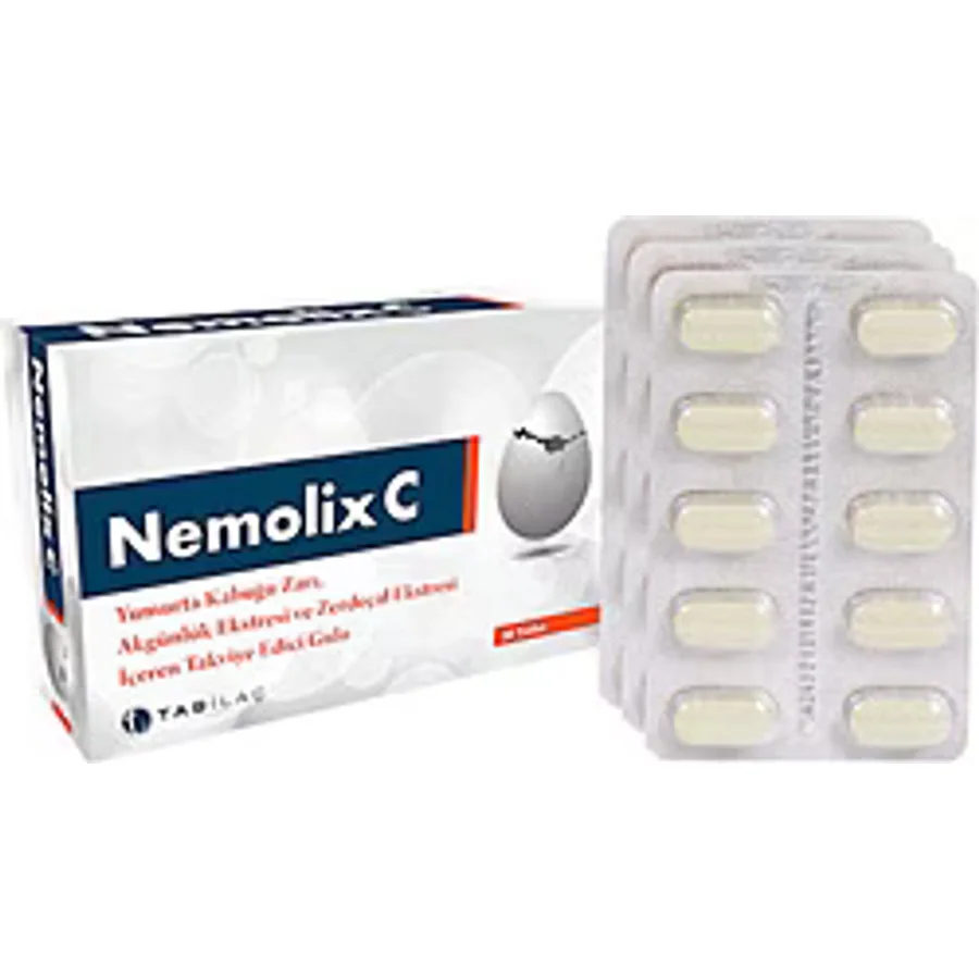 Nemolix C Yumurta Kabuğu Zarı 30 Tablet