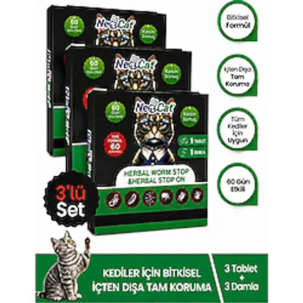Neo Cat Neocat Kedi Iç Dış Bitkisel Parazit Iç-Dış Damlası Iç-Dış Parazit Bit Pire Kene Damla Seti