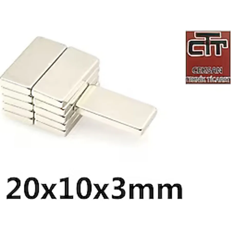 Neodyum Mıknatıs 20X10X3Mm 1-4-8-10-20 Adet Güçlü Mıknatıs