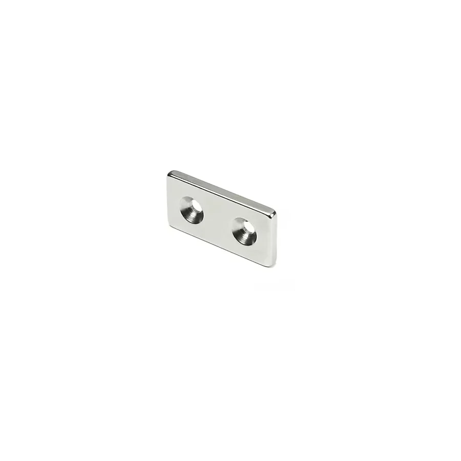 Neodyum Mıknatıs 40X20X10 5X5 Köşeli Havşa Delikli , Adet Seçmeli 1 Adet