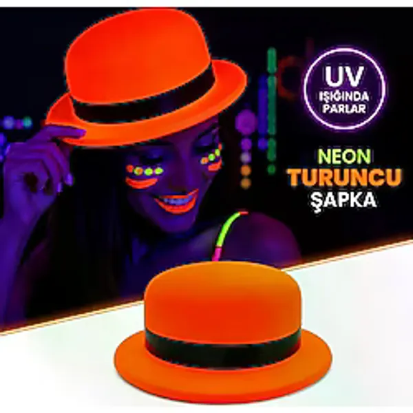 Neon Turuncu UV Parti Şapkası Plastik