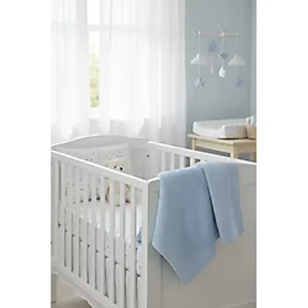 Neşeli Home Liva Yumuşak Bebek Battaniyesi 80X100 cm Mavi Örgü Çocuk Battaniyesi - Dekoratif ve Nefes Alabilir