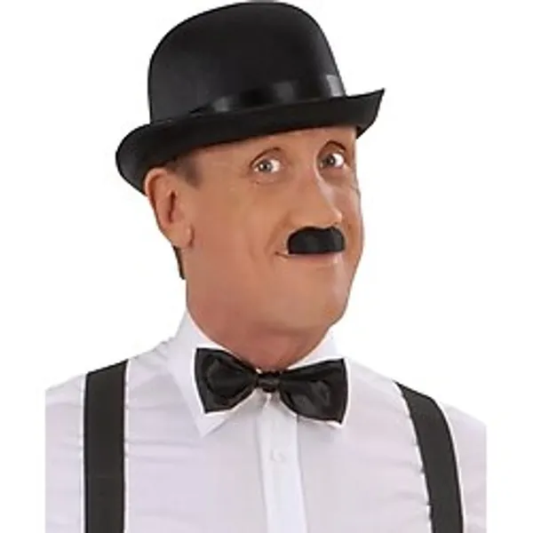 Nessiworld Charlie Chaplin Stil Yetişkin Şapkası - Siyah Melon Parti Şapkası
