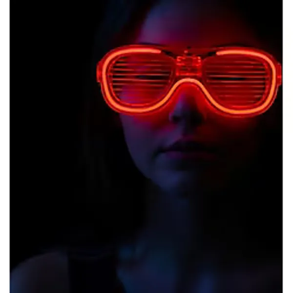 Nessiworld Kırmızı Led Işıklı Parti Gözlüğü - Neon Glow Şerit Gözlük 3 Modlu
