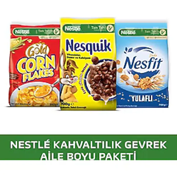Nestle KAHVALTILIK GEVREK PAKETİ: NESQUIK Kakaolu 700g + NESFIT Sade 700g + GOLD CORNFLAKES 650g