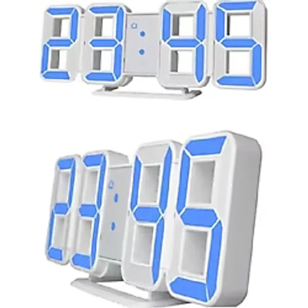 Netavantaj 3D Led Dijital Alarm Termometre Takvim Özellikli Masa Duvar Saati Mavi