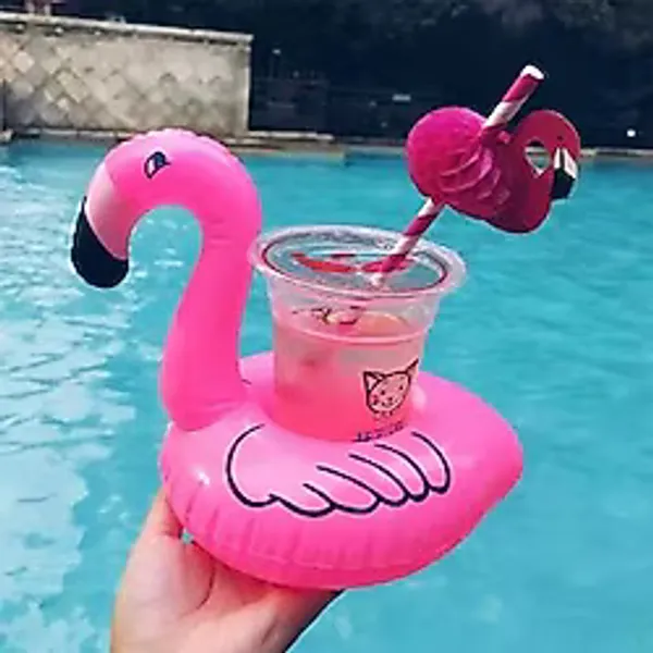Netavantaj Flamingo Şişme Havuz Deniz Bardak Tutucu Float Bar Pembe