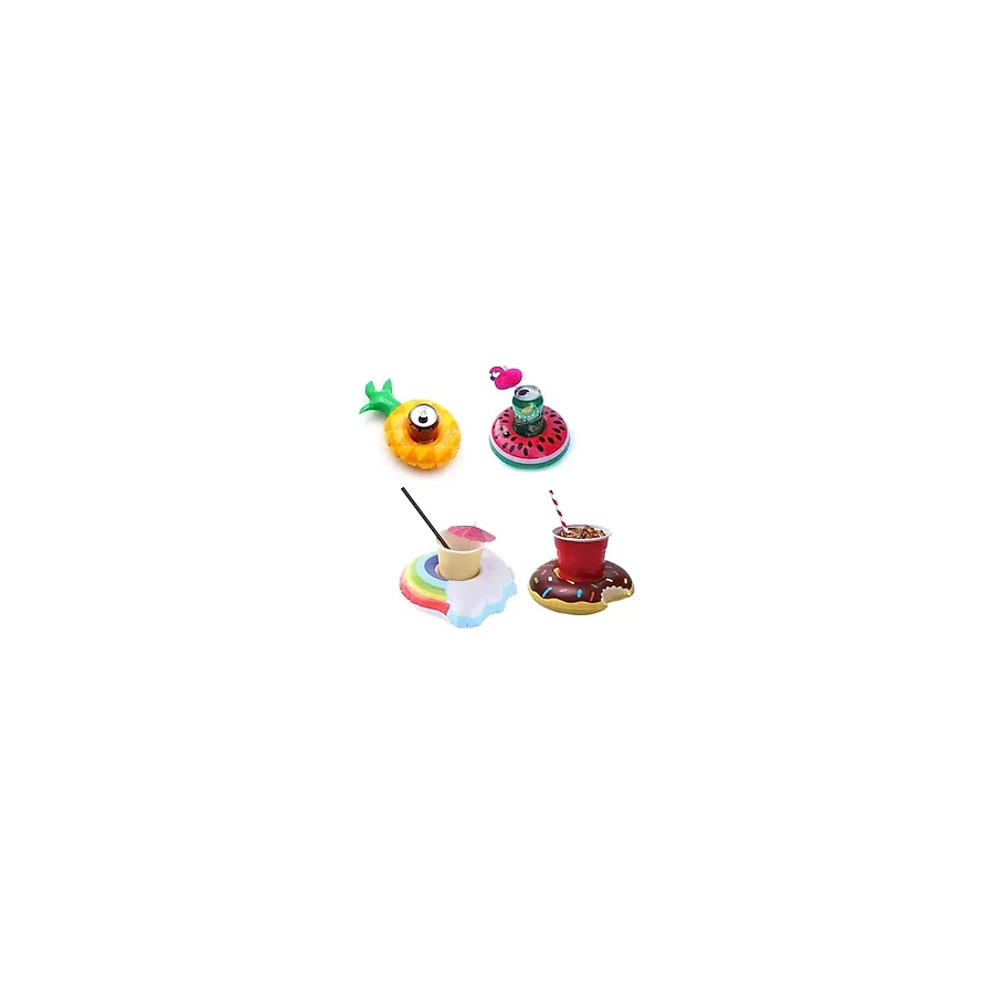 NETAVANTAJ Karpuz Ananas Donut Gökkuşağı Şişme Havuz Deniz Bardak Tutucu 4lü Float Bar Seti
